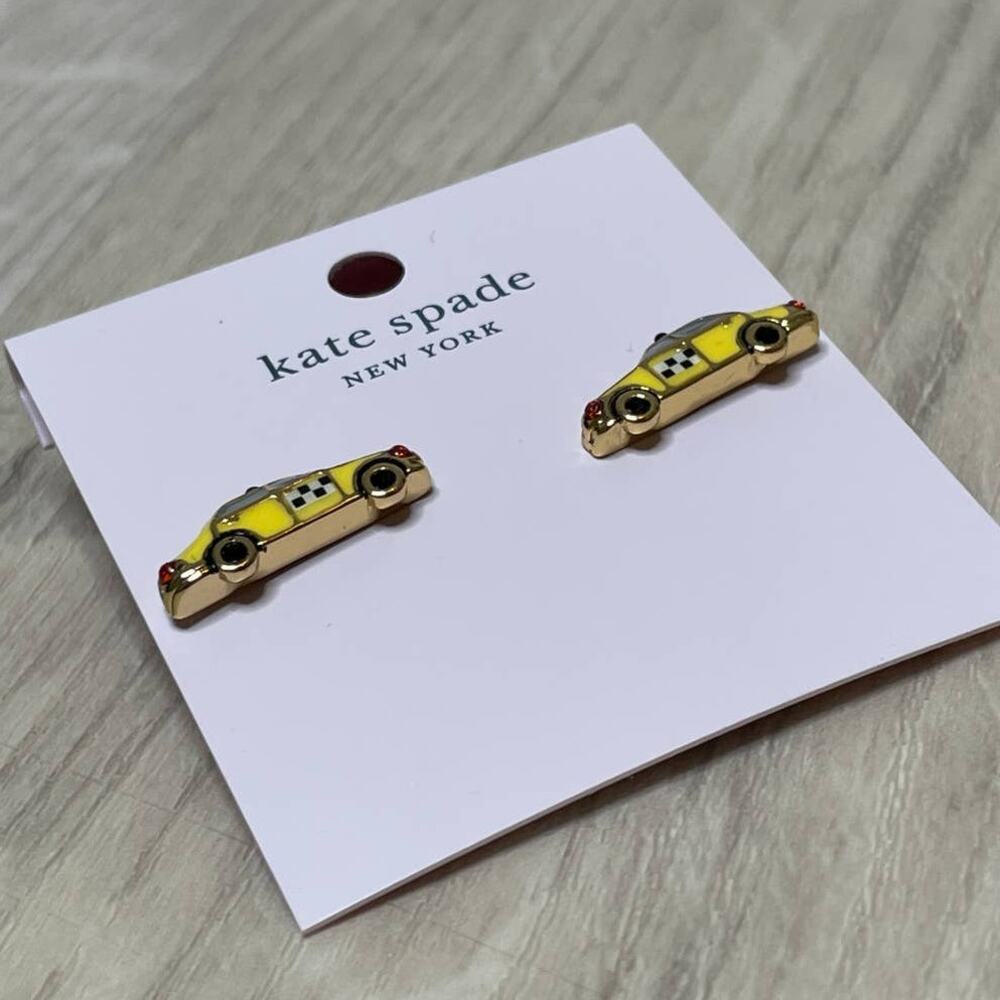 Kate Spade Ma Chérie Taxi Studs Earrings NYC Yellow Cab Studs Earrings - Picture 2 of 4